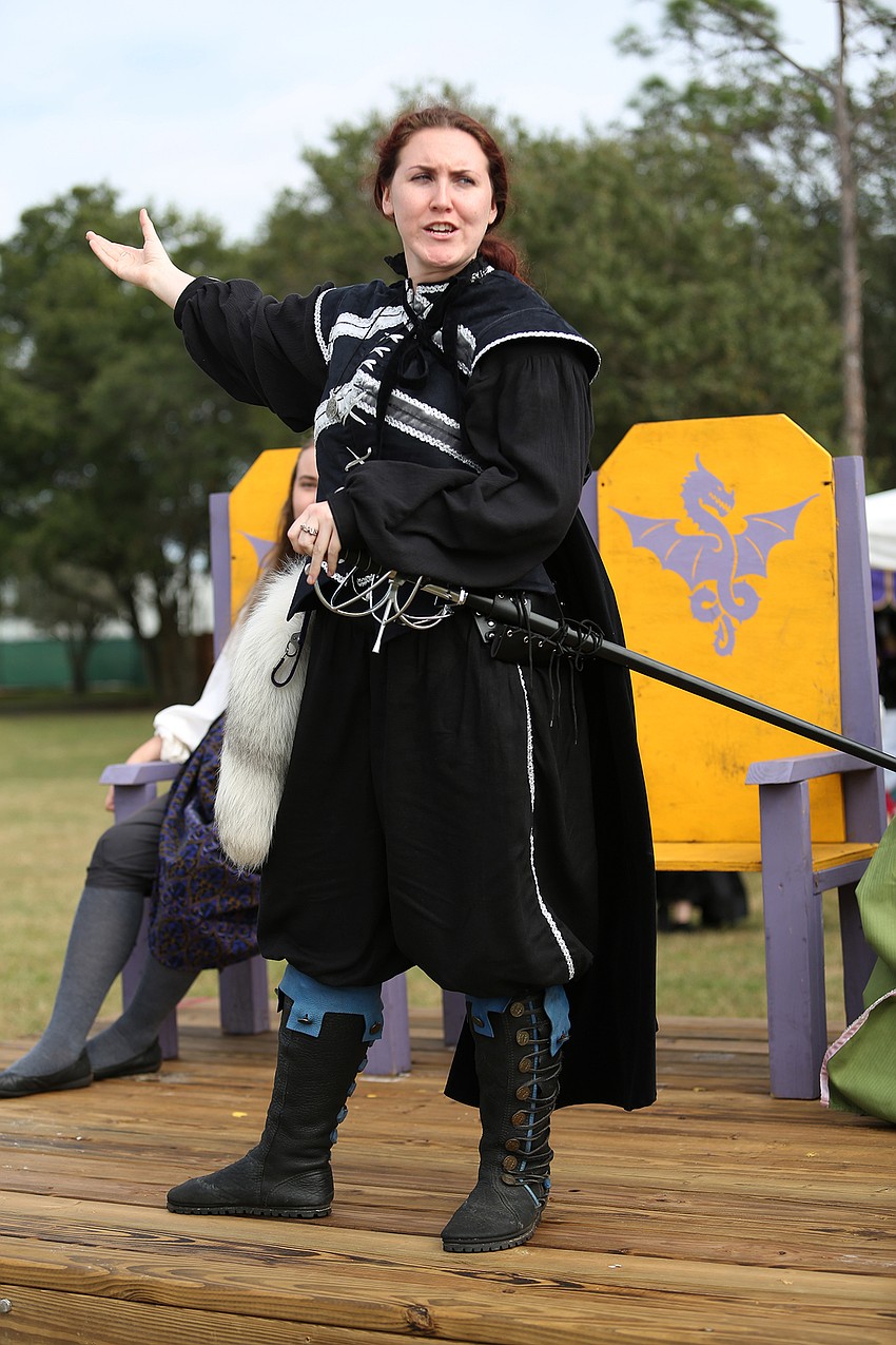 The Sheriff of Nottingham proclaims to the crowd.