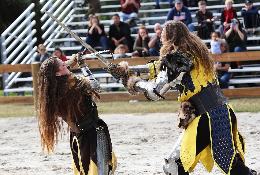 Sir Brom and Sir Lilith compete in games and tricks.