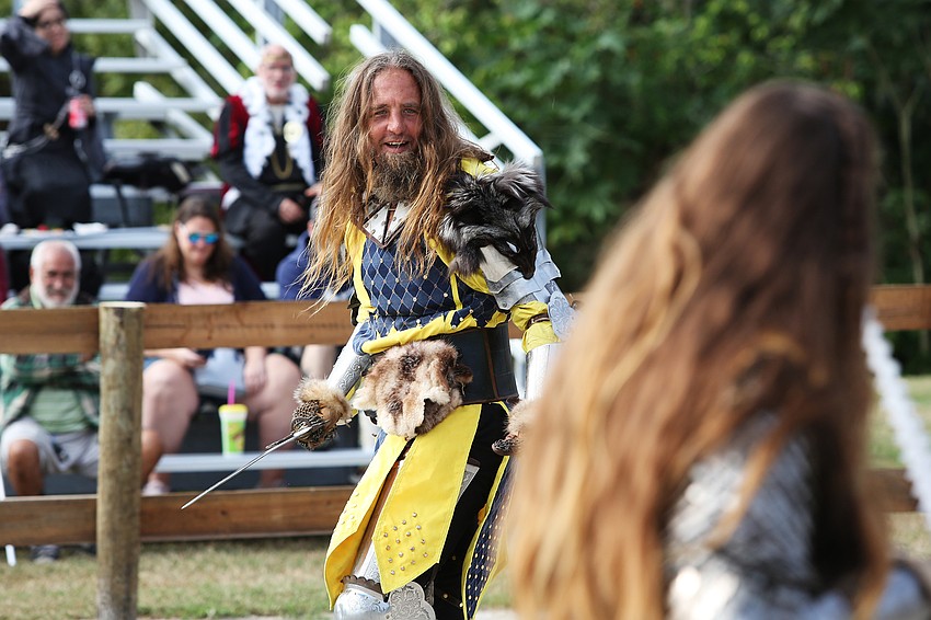 Sir Brom and Sir Lilith compete in games and tricks.