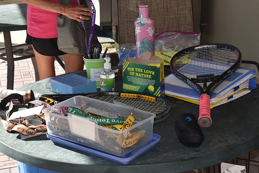 Brenda Terihay put out the necessary items for practice.