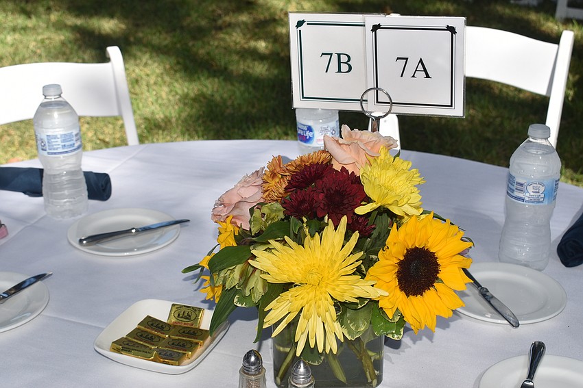 The centerpieces were raffled off based on who at each table had the closest birthday.