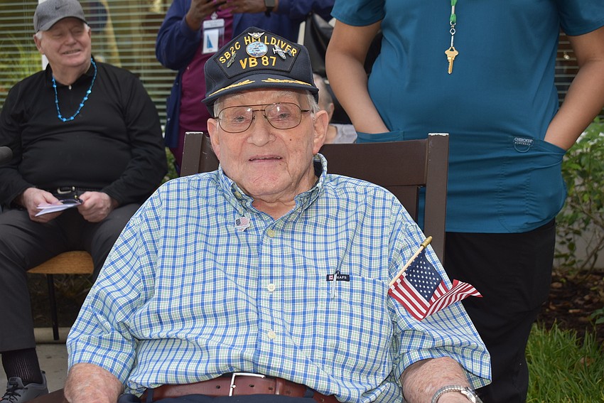 Navy veteran Reed Rollins enjoys celebration November 10 at The Sheridan in Lakewood Ranch.