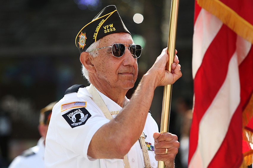 Veterans and supporters marched in Sarasota's 2021 Veterans Day parade.