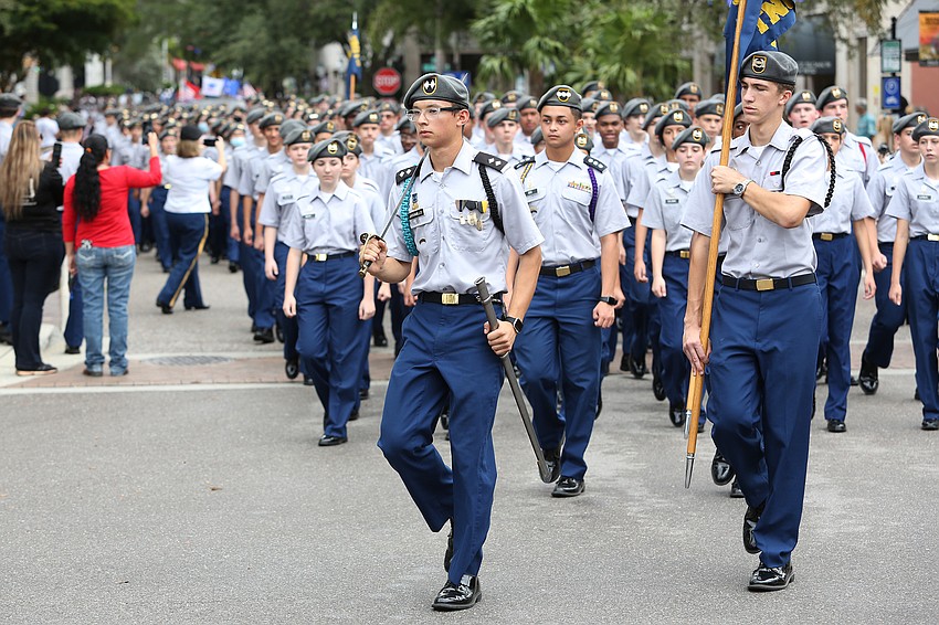 Sarasota Military Academy students march with pride.