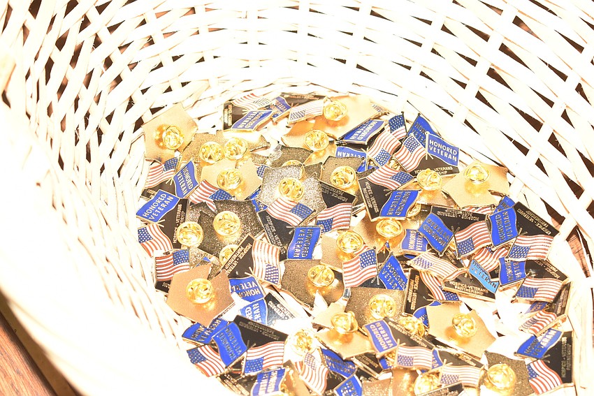 Dozens of pins were standing by to be pinned on veterans.