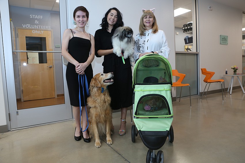 Alyson Lutes, Ava Whaley and Pam Matera bring animals.