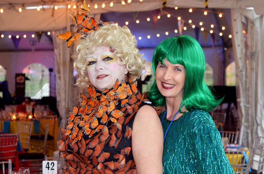Miqui Lora as Effie Trinket from 'The Hunger Games' and Susan Borozan as Disgust from 'Inside Out'