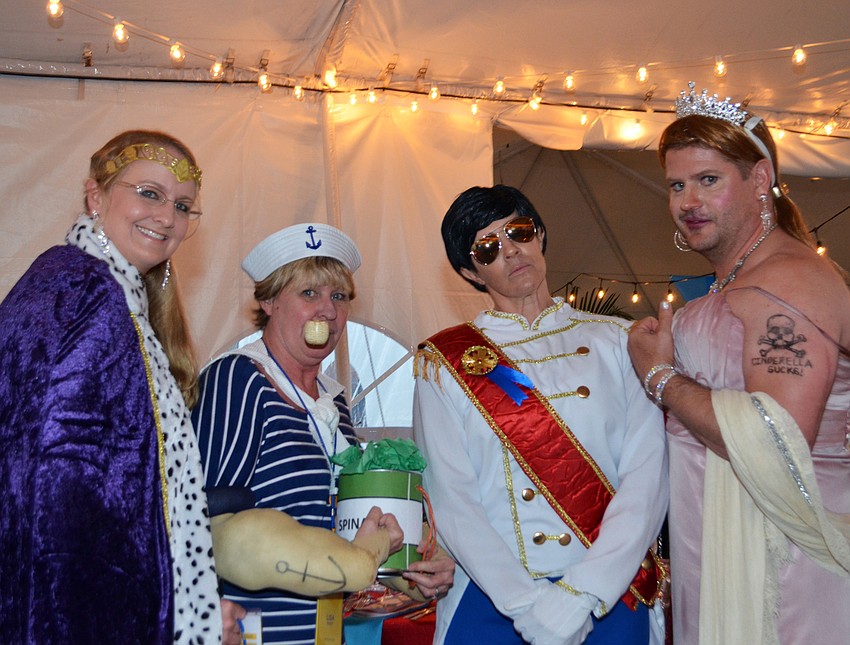 Sarah Hoffe as the Queen in 'Cinderella, Lisa Moody as Popeye, Teresa Lee-Kay as Prince Charming and Dan Hoffe as Cinderella's ugly stepsister