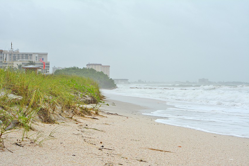 Lido Beach was barely visible as Tropical Storm Hermine churned through the Gulf of Mexico.