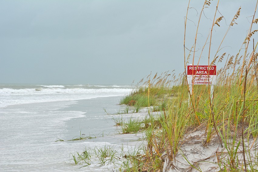 Lido Beach was barely visible as Tropical Storm Hermine churned through the Gulf of Mexico.
