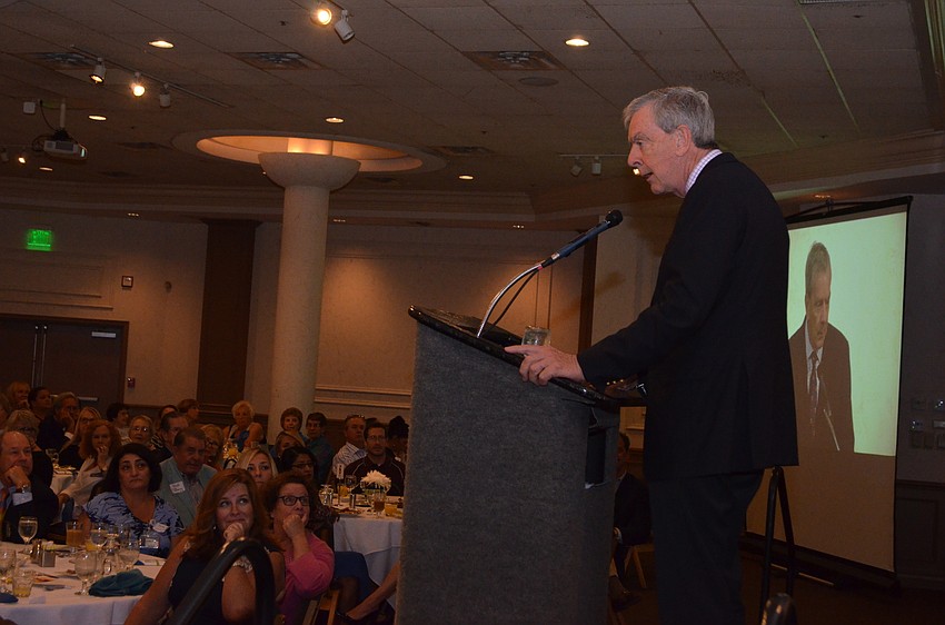 Bob Roskamp gives a speech after accepting his Visionary Award. Roskamp spoke about how his passion for helping people with mental diseases started after his brother’s struggle with Schizophrenia culminated in him ending his life.