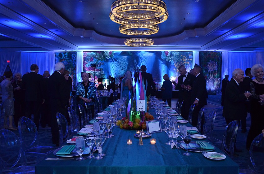 The ballroom at The Ritz-Carlton, Sarasota was transformed into a colorful oceanic scene.
