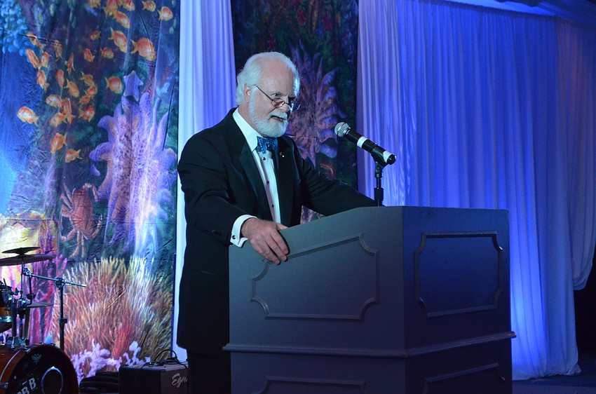 President and CEO of Mote Marine Laboratory and Aquarium Dr. Michael Crosby announces the final amount of money raised through the Oceans of Opportunity Campaign: $51,736,582.