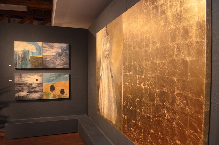 Artwork by Will Corr hangs in the Longboat Key Center for the Arts as part of the “Drawing Re-Imagined.”