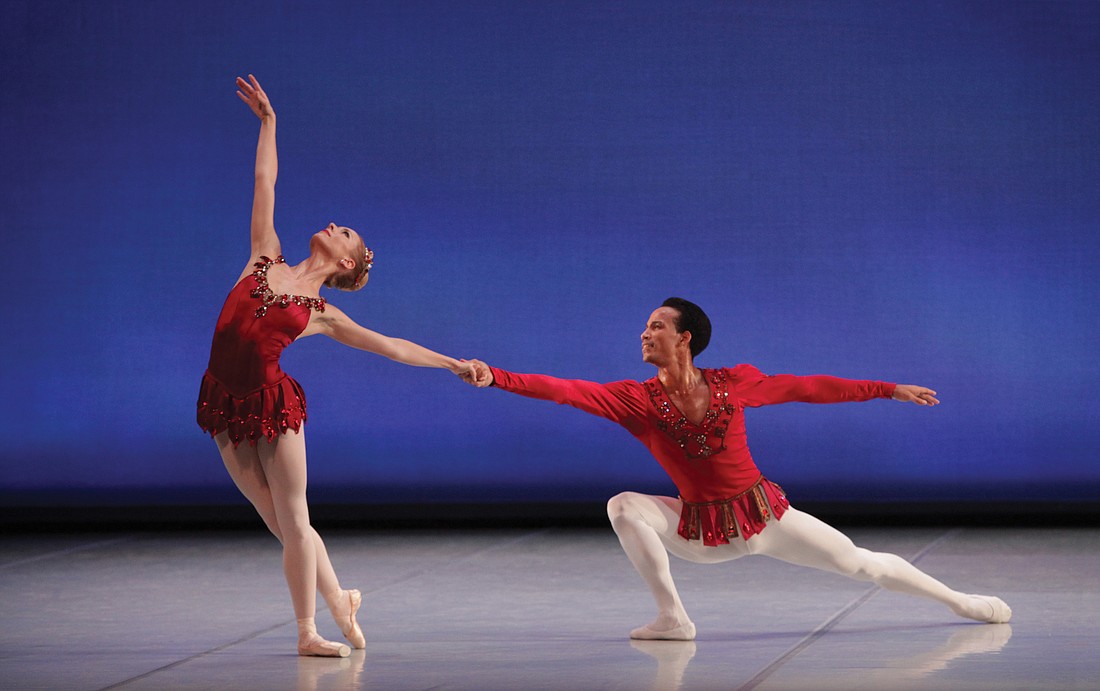 Victoria Hulland and Ricardo Rhodes in Balanchine's "Jewels." Photo by Frank Atura.