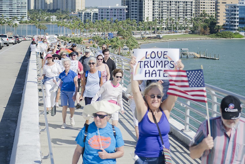Sarasota Police Department estimates that between 7,500 and 8,000 people attended the Women’s Solidarity March.