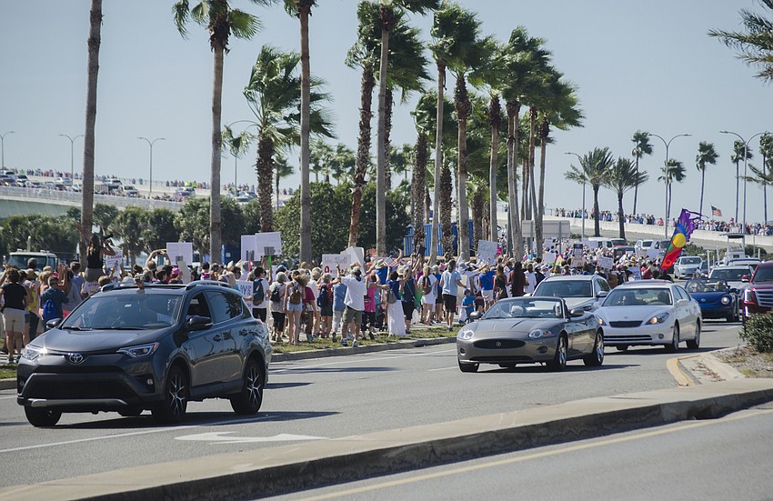 Sarasota Police Department estimates that between 7,500 and 8,000 people attended the Women’s Solidarity March.