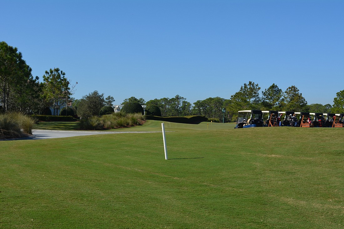The Concession Golf Club will put the 100-by-100-foot helistop here, as indicated by the white marker, immediately next to its driving range.