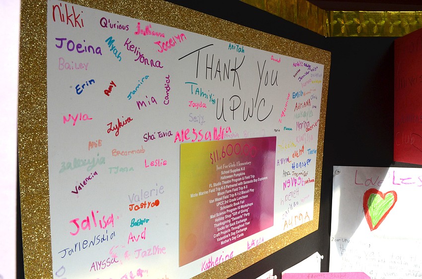 Students at Just for Girls Elementary wrote thank-you notes to the members of University Park Women’s Club for their donations and for volunteering as mentors.