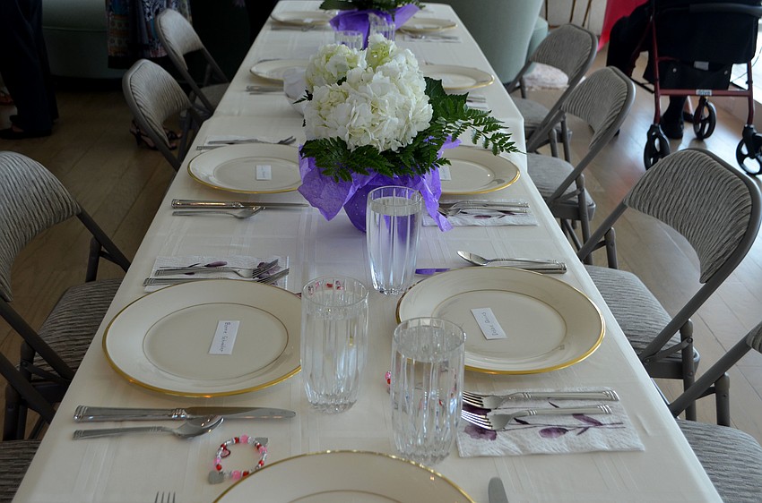 For lunch, guests enjoyed various salads, such as this caprese salad, baked salmon, chicken and rice and sticky toffee pudding for dessert.