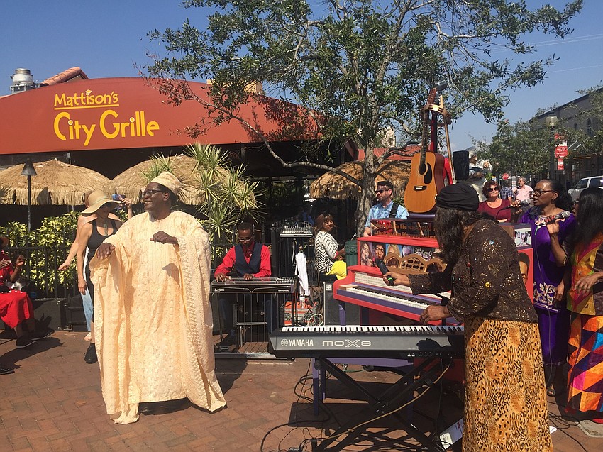 Henry Porter stirs up the audience during the free performance.