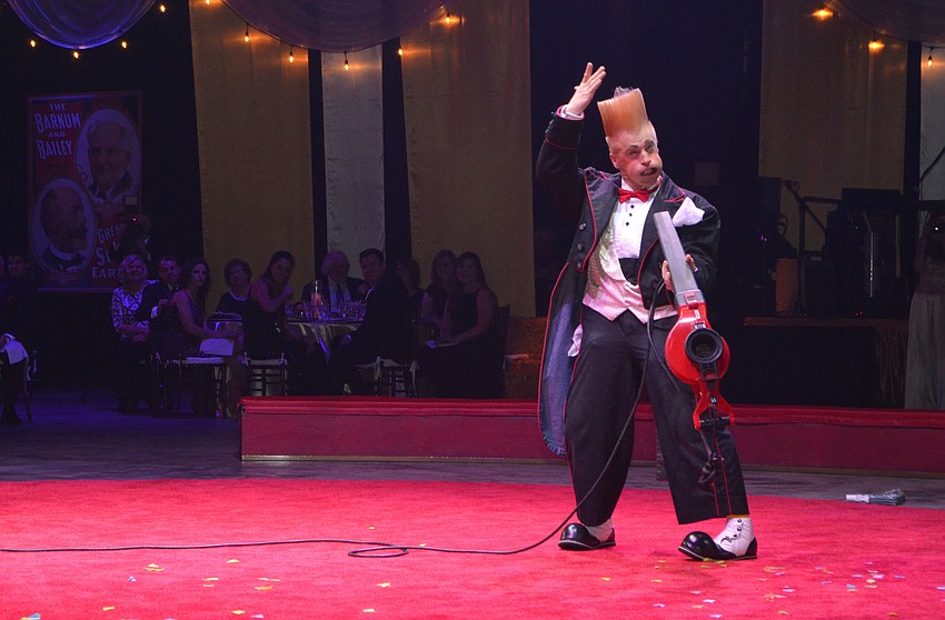 Bello Nock performs a clowning routine at the Big Top Gala on Feb. 25 at Feld Entertainment Studios.