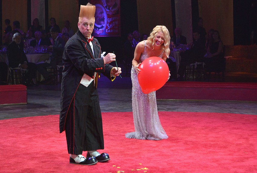 Bello Nock performs a clowning routine at the Big Top Gala on Feb. 25 at Feld Entertainment Studios.