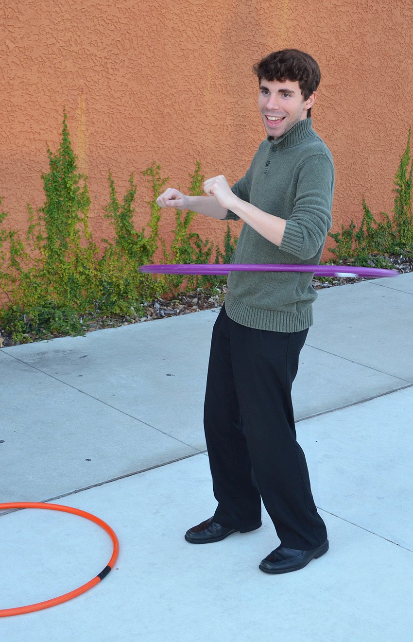 Jacob Perkel shows off his hula hooping skills at Florida Studio Theatre’s ‘50s Shindig on Feb. 27 at the FST Hegner Theatre Wing.