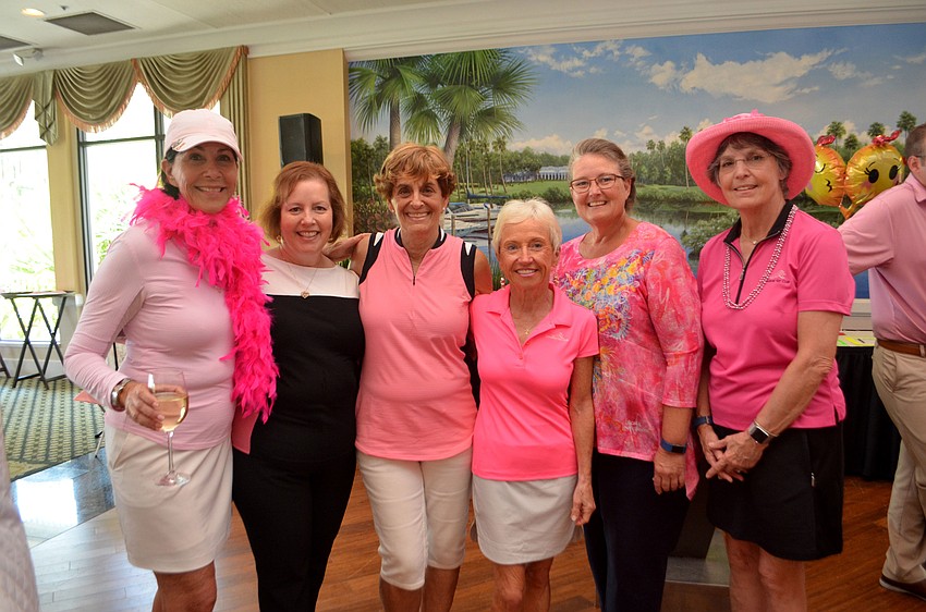 Arleen Klein, Secretary of Breast Health Sarasota, Inc. Barb Genneken, event chairwomen Jayne Weiss and Gwen Watson,Chairwoman of Breast Health Sarasota, Inc. Suellen Kaeb and Key Niner’s President Carol Meese