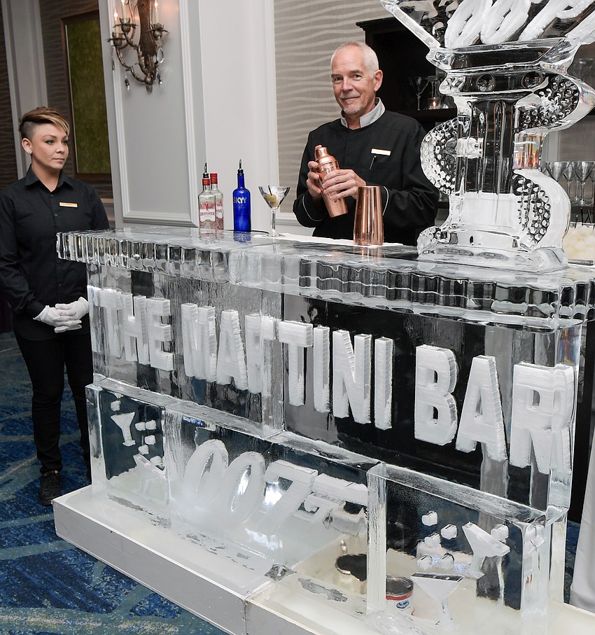 Guests enjoyed gold refreshments from the   martini bar made of ice at the  Asolo Gala on March 4 at The Ritz-Carlton, Sarasota.