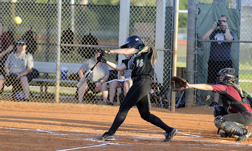 Gretchen Ebert makes contact in the second inning.