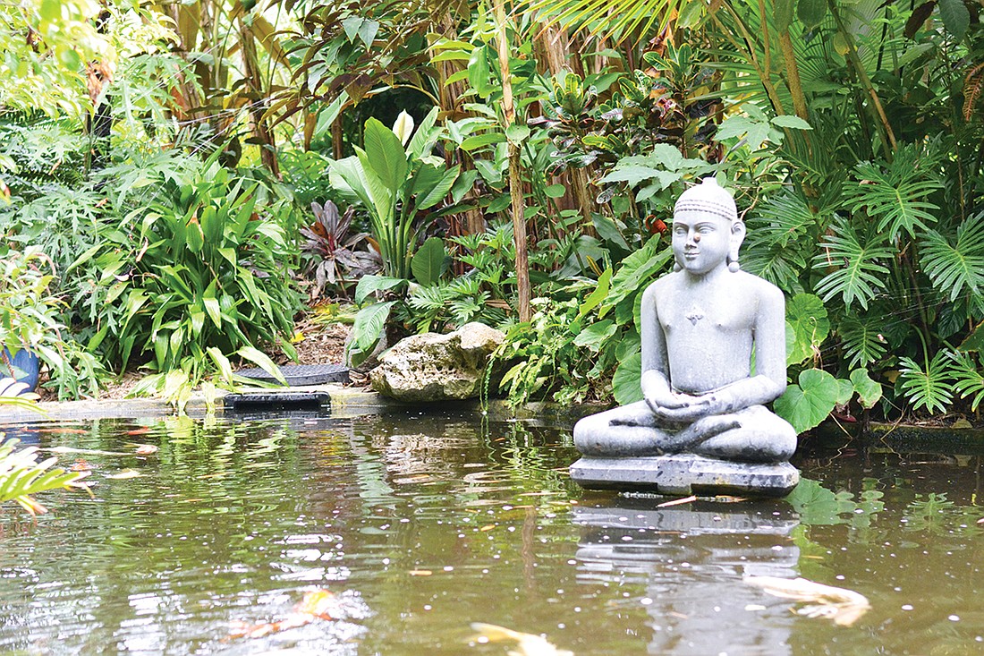 Marie Selby Botanical Gardens has ample spots to sit and enjoy still surroundings, including its koi pond and fountain.