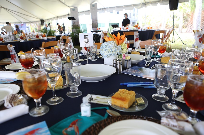 Dozens gathered at the outdoor event.