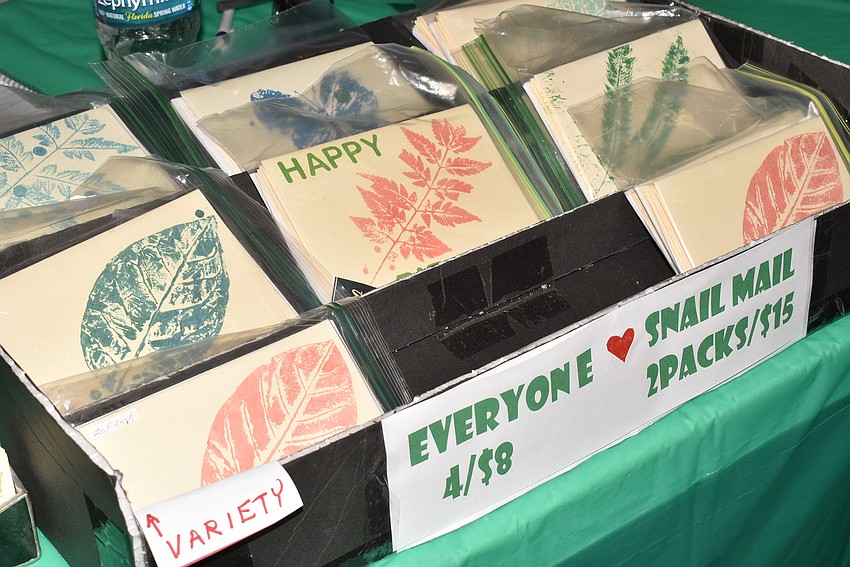 Tom and Donna Bennett were selling nature prints, relief dye jobs made from natural shapes.