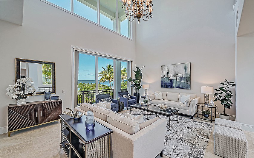 Many of the living spaces make use of large windows to view the water beyond.