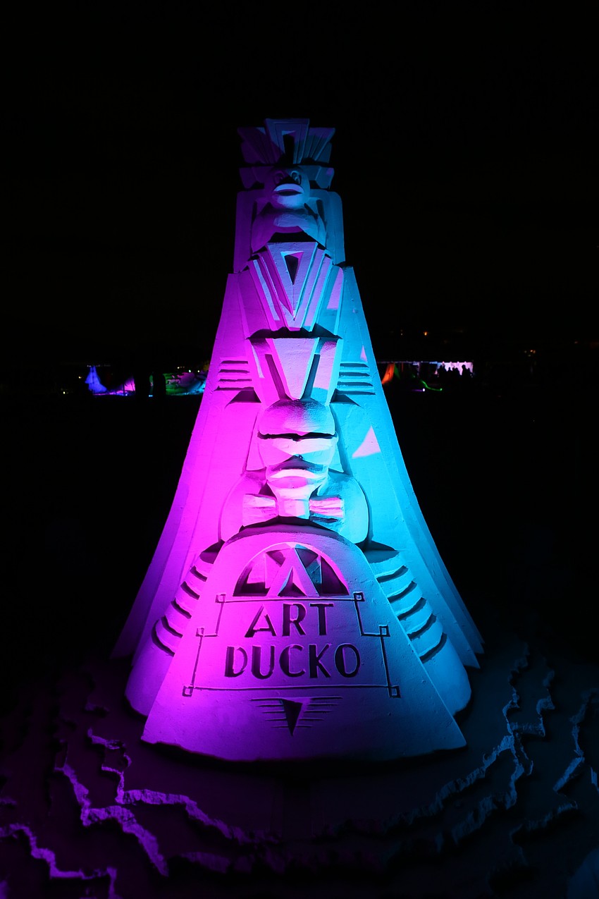 Many of the sculptures were lit up on Saturday night.