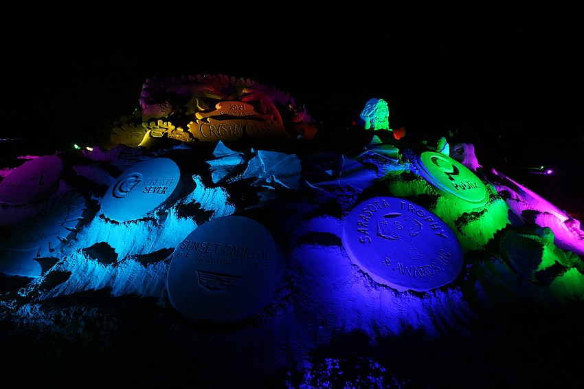 Many of the sculptures were lit up on Saturday night.