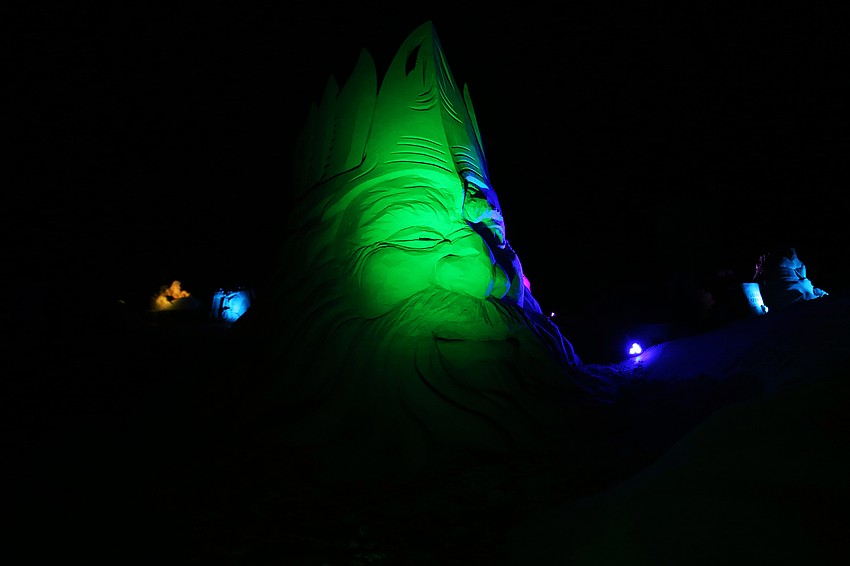 Many of the sculptures were lit up on Saturday night.