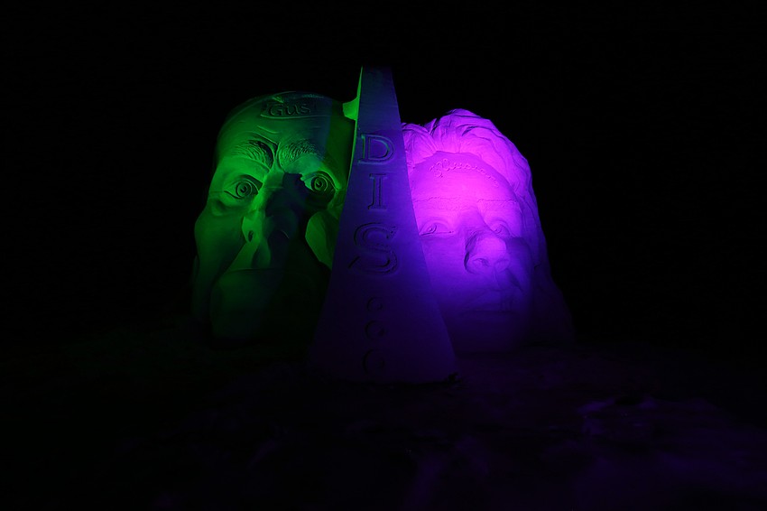 Many of the sculptures were lit up on Saturday night.