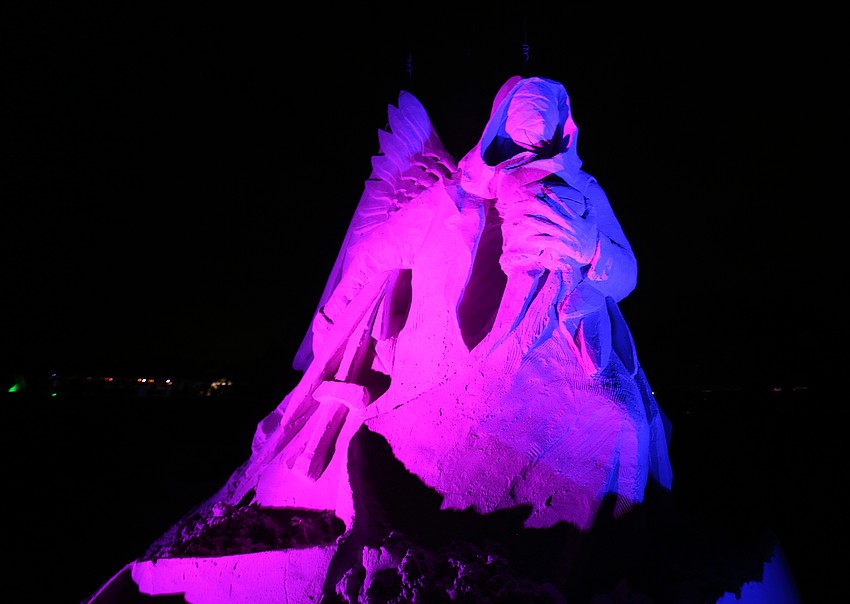 Many of the sculptures were lit up on Saturday night.