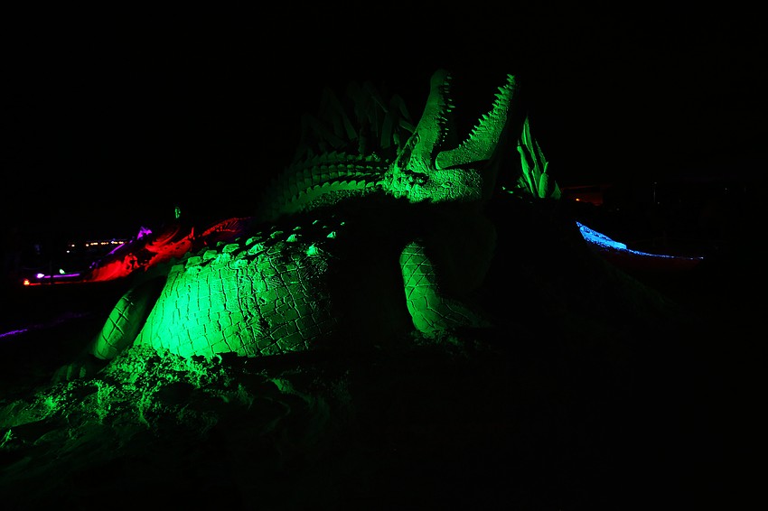 Many of the sculptures were lit up on Saturday night.