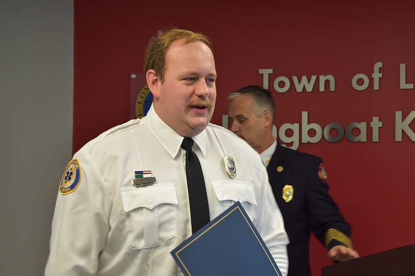 Firefighter-paramedic Chase Bullock won the department’s employee of the year award.