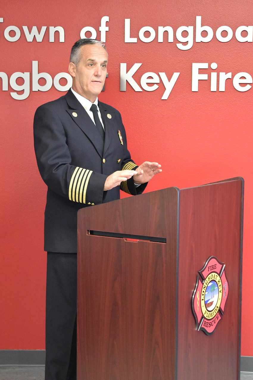 Fire Chief Paul Dezzi recognized many Longboat Key Fire Rescue Department personnel on Wednesday morning.