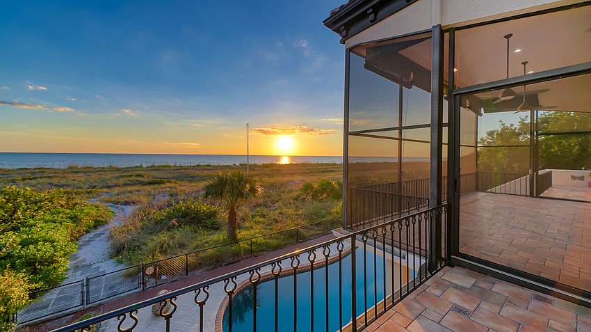 Sunsets from the home's terraces are a benefit.  (Courtesy Pix360)