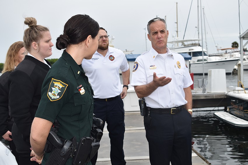 Fire Chief Paul Dezzi shows where the Longboat Key Fire Rescue Department stores its boat.