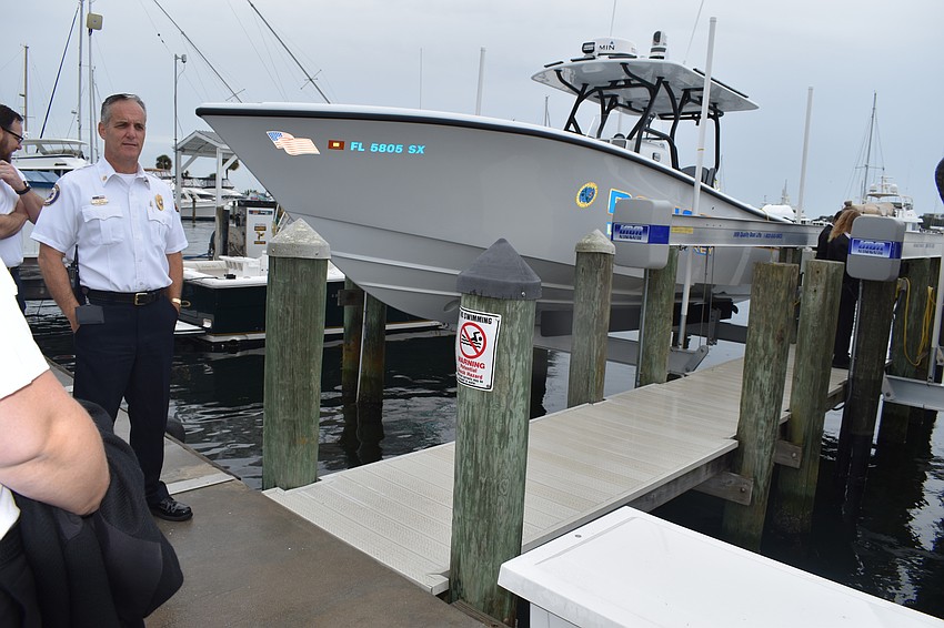 Fire Chief Paul Dezzi shows where the Longboat Key Fire Rescue Department stores its boat.