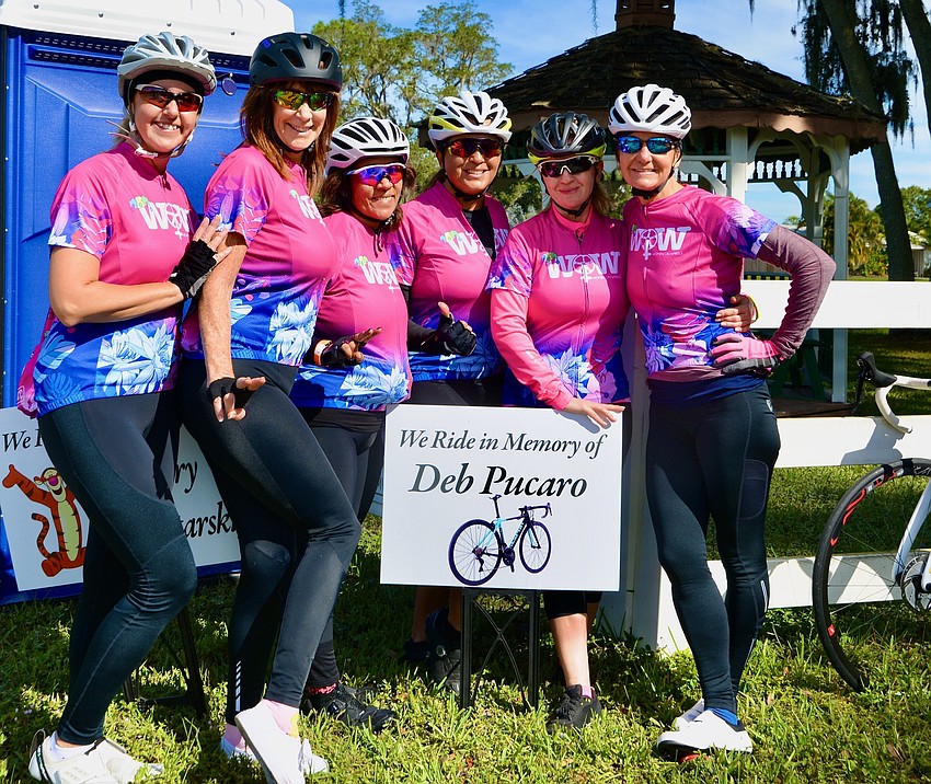 A group of women from the Caloosa Riders Bike Club in Fort Myers ride in honor of their friend, Deb Pucaro, who died when struck by a hit and run driver in March. Courtesy photo.