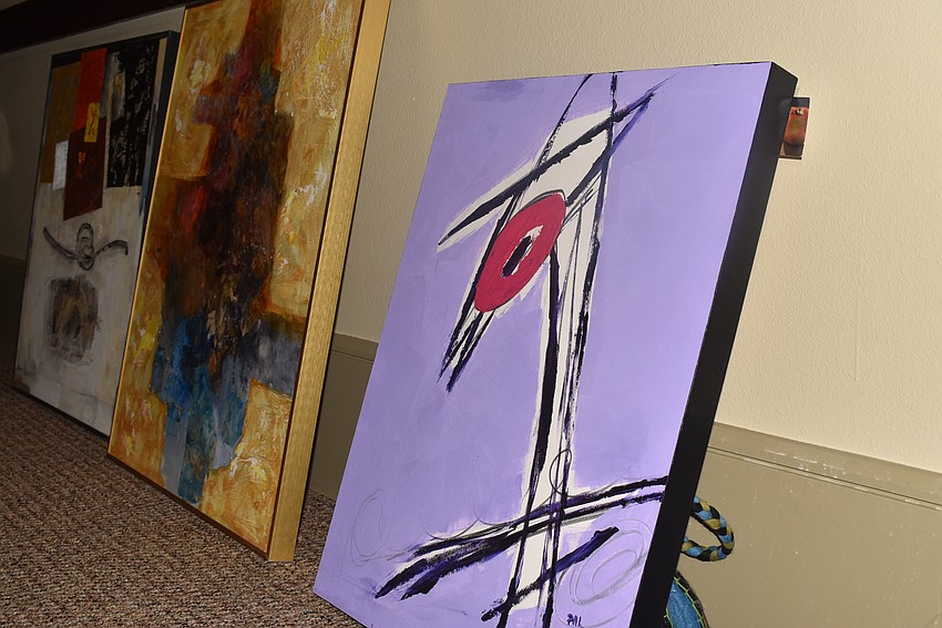 Artist Pat Lundy brought new pieces she'd created in the past 19 months, including one titled 