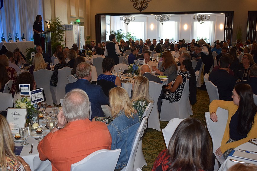 More than 300 people packed The Ballroom at Grove for the Sandies awards.