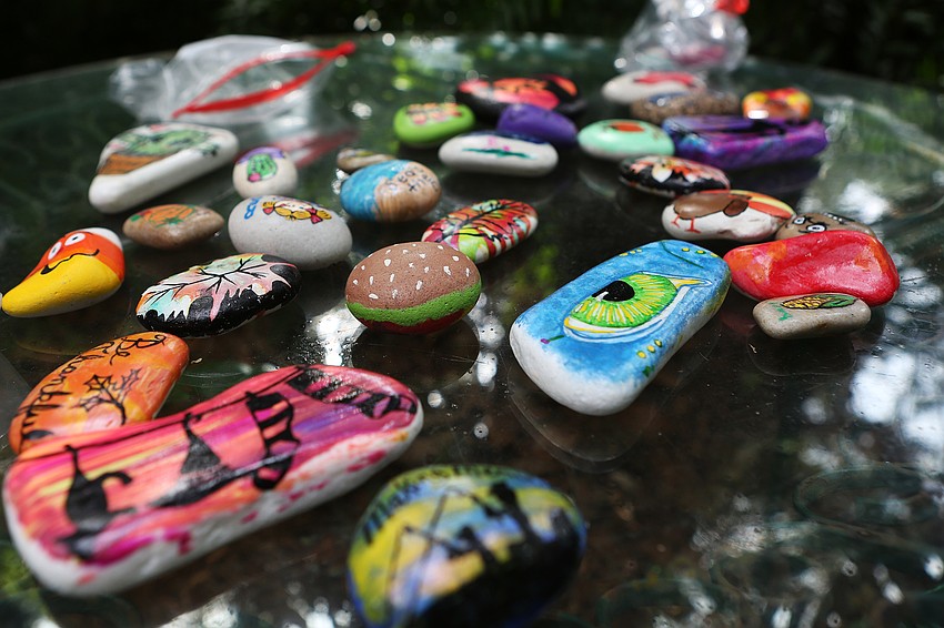 Around 400 rocks were hid in the Children's Garden